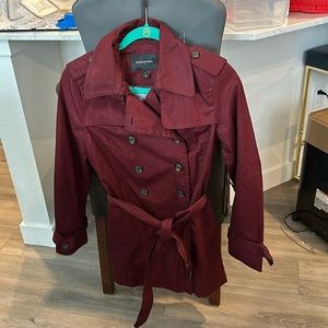 Maroon trench coat
